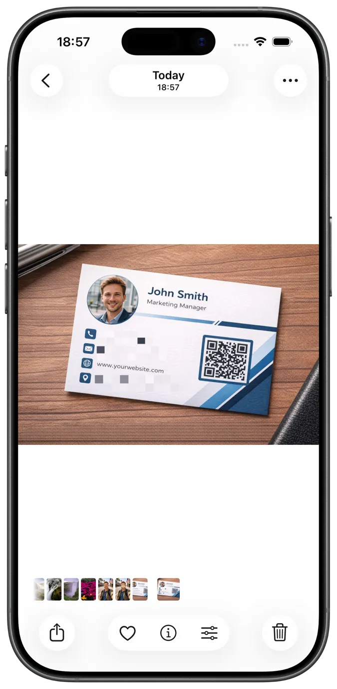 Business card after cleaning